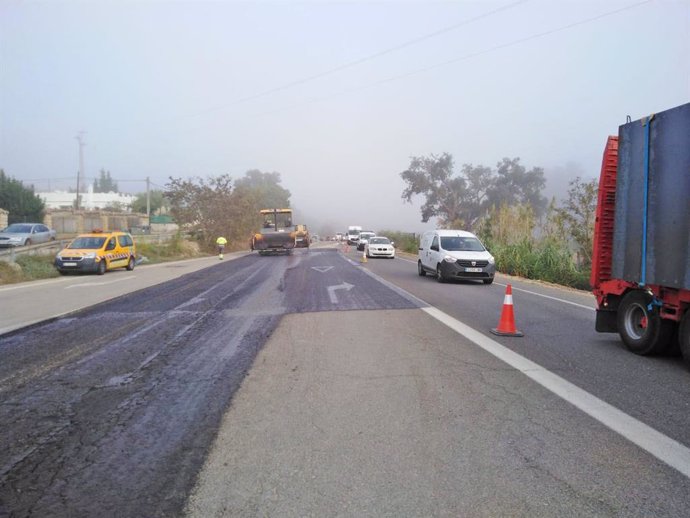 Obras en la carretera A-314, en los términos municipales de Vejer de la Frontera y Barbate (Cádiz)