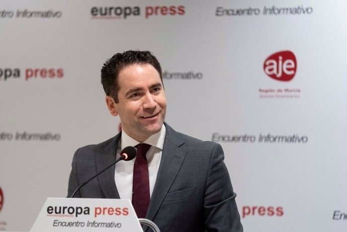El secretario general del Partido Popular, Teodoro García Egea,interviene en los Desayunos  Informativos que organiza Europa Press en Murcia