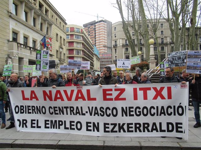 Protesta de los trabajadores de La Naval en Bilbao