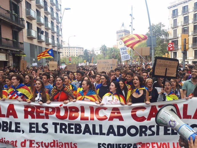 Manifestación de estudiantes el pasado 18 de octubre contra la sentencia del 'procés'.