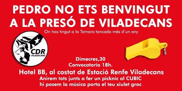 Convocatoria de los CDR ante el acto de Pedro Sánchez en Viladecans (Barcelona)