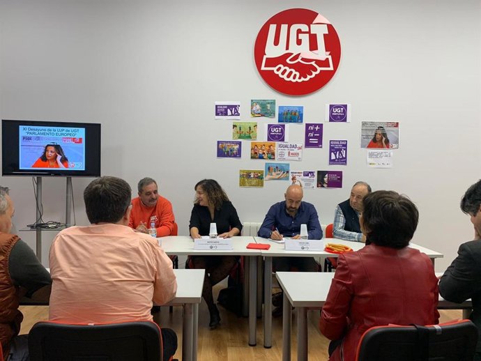 La eurodiputada Iratxe García en un acto de UGT en Ávila.