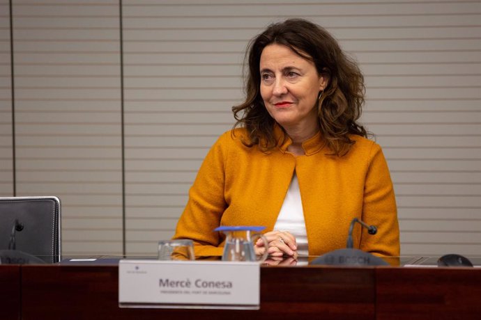 (I-D) La presidenta del Port de Barcelona, Merc Conesa, durant la presentació de la primera edició del Smart Ports: Piers of the future,  a Barcelona /Catalunya (Espanya), a 30 d'octubre del 2019.