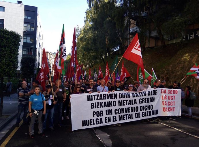 Manifestación de loas trabajadores del Metal en Basauri