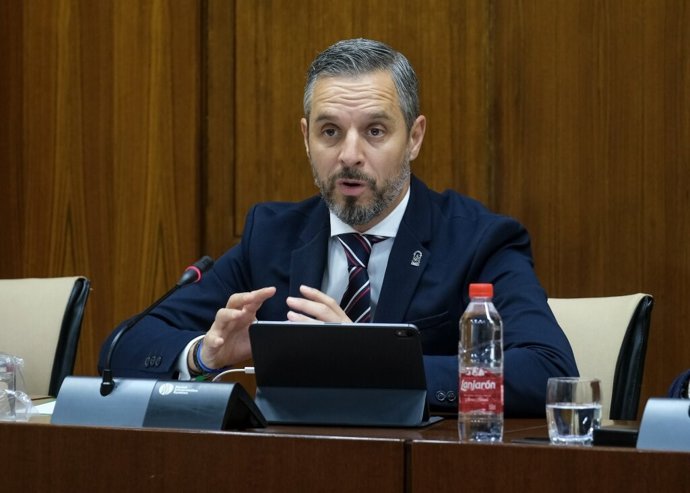 El consejero de Hacienda, Juan Bravo, este miércoles durante su comparecencia en el Parlamento.