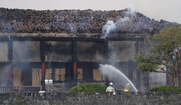 El Castillo de Shuri, en la localidad de Naha, en la región de Okinawa, tras sufrir un incendio