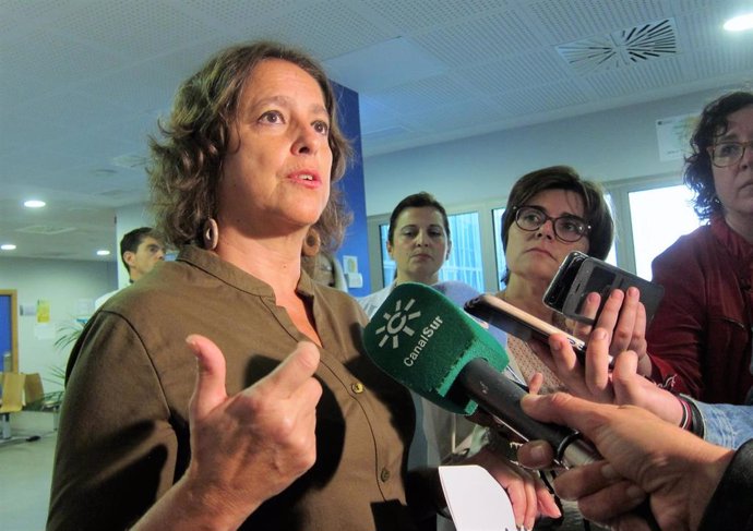 La viceconsejera de Salud, Catalina García, atiende a los periodistas.