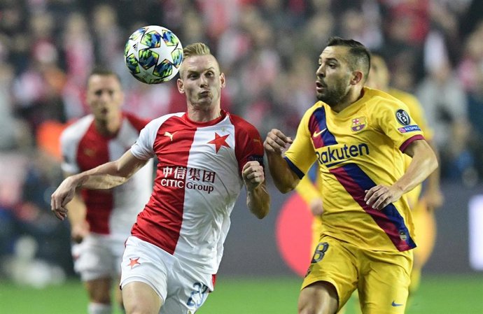 Jordi Alba en el Slavia Praga - Barcelona