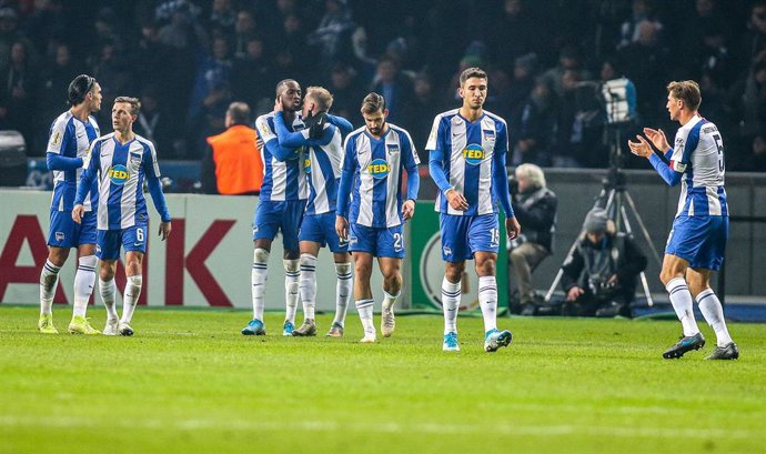 El Hertha Berlín celebra un gol
