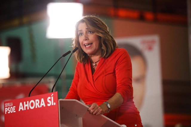 La secretaria general del PSOE-A, Susana Díaz, durante el acto de inauguración de campaña del 10N en Sevilla