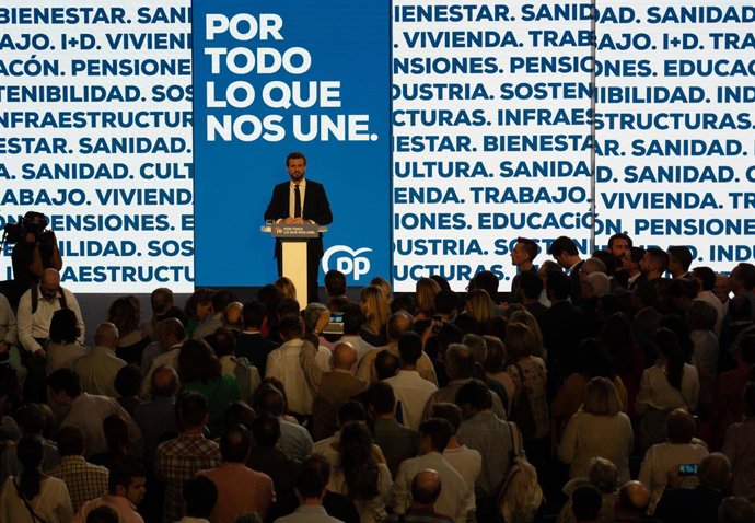 El president del PP, Pablo Casado, clausuren l'acte d'obertura de campanya de les eleccions generals del 10