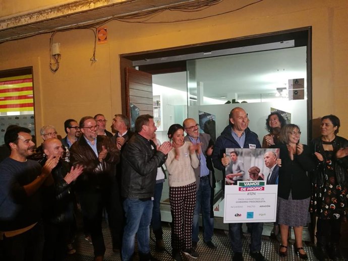 Inio de la campaña en la sede de Chunta Aragonesista, que concurre en coalición con Más País y Equo.