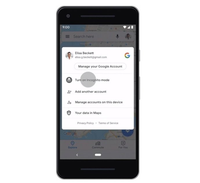 Modo incógnito en Google Maps