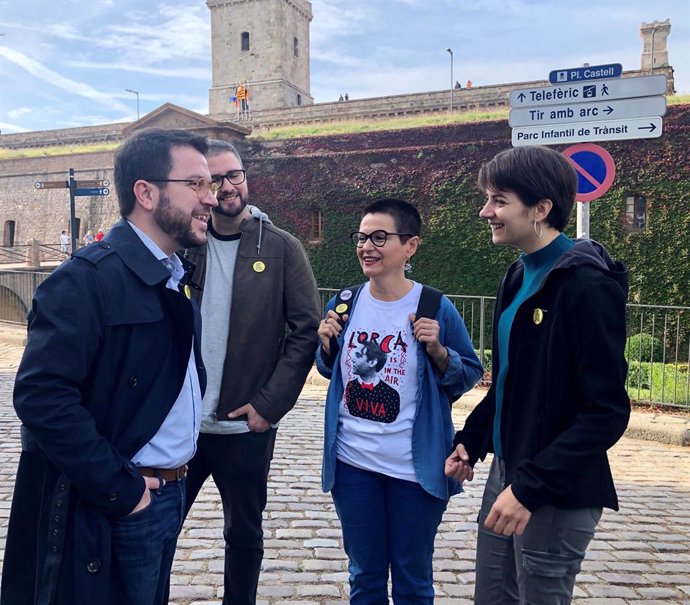El coordinador nacional d'ERC i vicepresident de la Generalitat, Pere Aragons, en el primer dia de campanya d'ERC per a les eleccions generals del 10 de novembre de 2019.