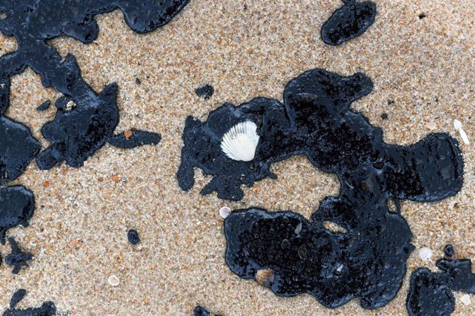Vertido de petróleo en una playa de Camacari