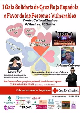 Cartel de la II Gala Solidaria de Cruz Roja en Gáldar (Gran Canaria)