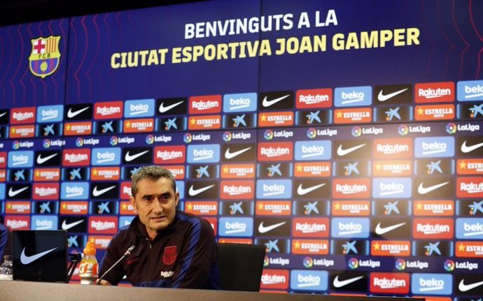 El entrenador del FC Barcelona, Ernesto Valverde, en rueda de prensa