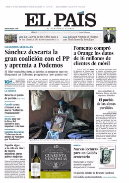 Primera página de EL País del 2 de noviembre de 2019