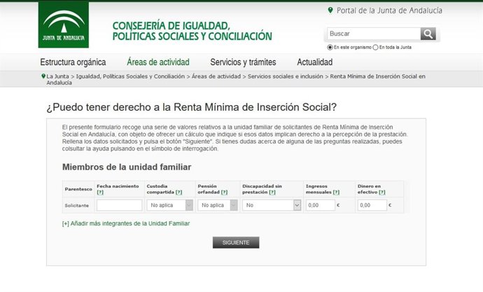 El simulador de la Renta Mínima