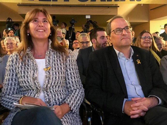 JxCat abre campaña de las elecciones generales del 10 de noviembre de 2019 con la cabeza de lista al Congreso por Barcelona Laura Borrs y el presidente de la Generalitat de Catalunya Quim Torra