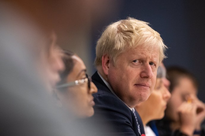 31 October 2019, England, London: UK Prime Minister Boris Johnson visits Metropolitan Police training college in Hendon. Photo: Aaron Chown/PA Wire/dpa