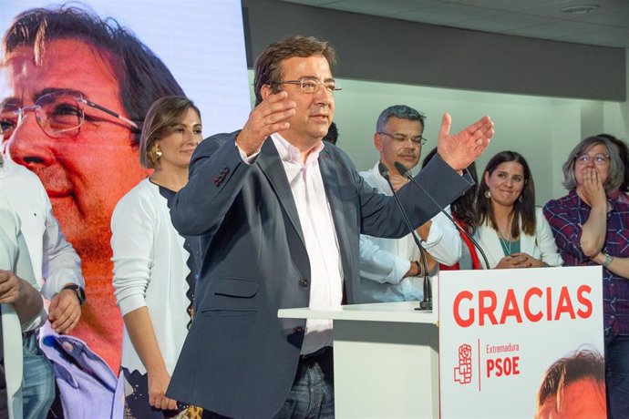 El presidente de la Junta de Extremadura, Guillermo Fernández Vara, tras su victoria en las autonómicas de mayo de 2019.