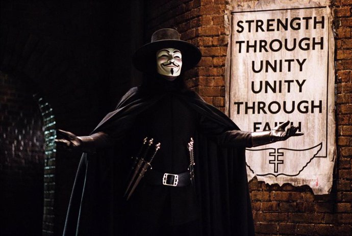 Recurso de V de Vendetta, película que popularizó la máscara de Guy Fawkes.