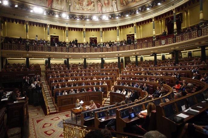 Vista de l'hemicicle del Congrés dels Diputats durant la sessió constitutiva de la Cambra baixa.                     