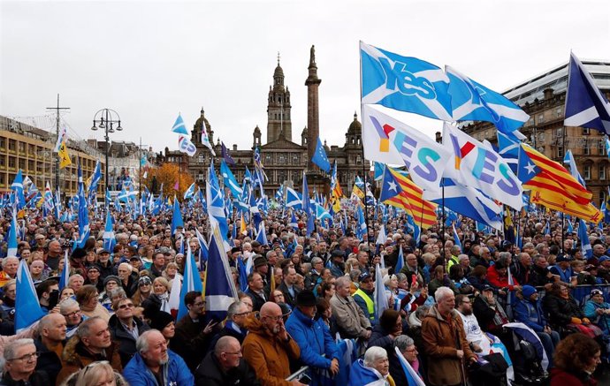 Manifestación independentista en Glasgow, Escocia