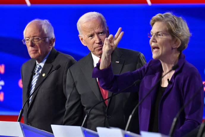 Bernie Sanders, Joe Biden y Elizabeth Warren