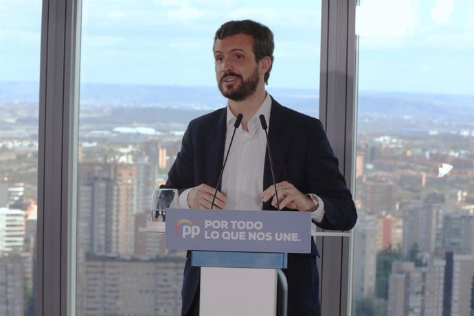 El president del Partit Popular i candidat a la presidncia el 10N, Pablo Casado, visita el projecte de Madrid Nord, a Madrid (Espanya), el 3 de novembre de 2019.