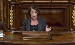 La candidata del PSOE en Ibiza al Congreso de los Diputados, Sofía Hernanz, en la tribuna 