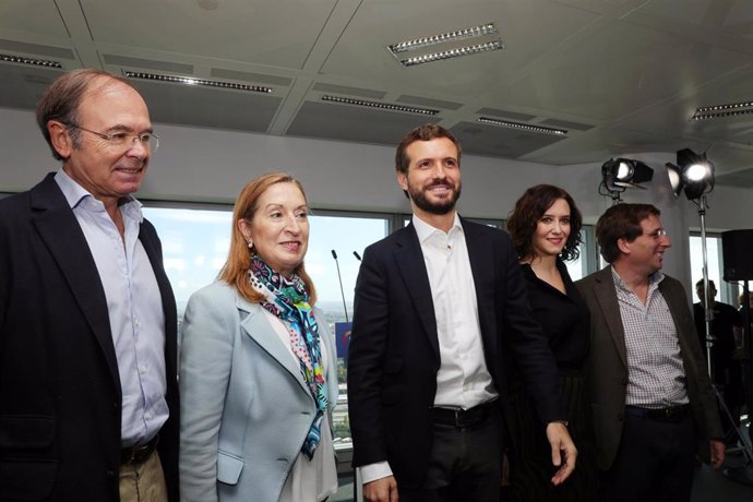 Pio García-Escudero, Ana Pastor, Pablo Casado, Isabel Díaz-Ayuso y José Luis Martínez-Almeida visitan el proyecto de Madrid Norte, en Madrid, a 3 de noviembre de 2019