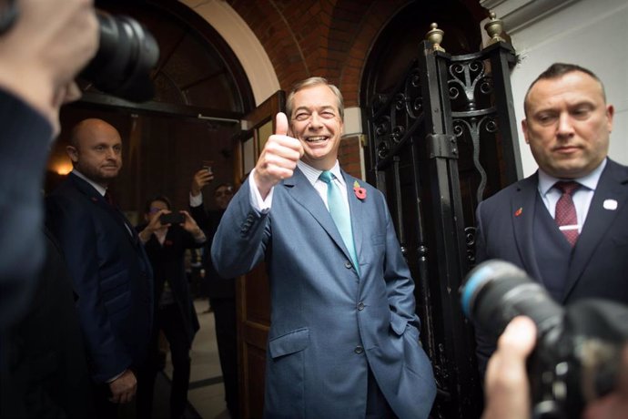 Nigel Farage, en un acto de su partido en Londres