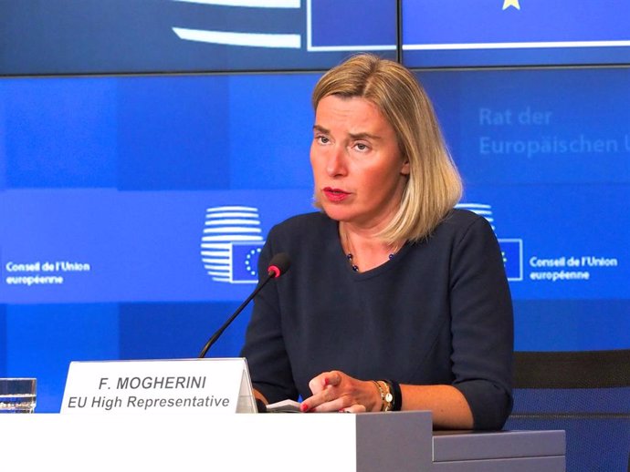 Federica Mogherini, en rueda de prensa en Luxemburgo