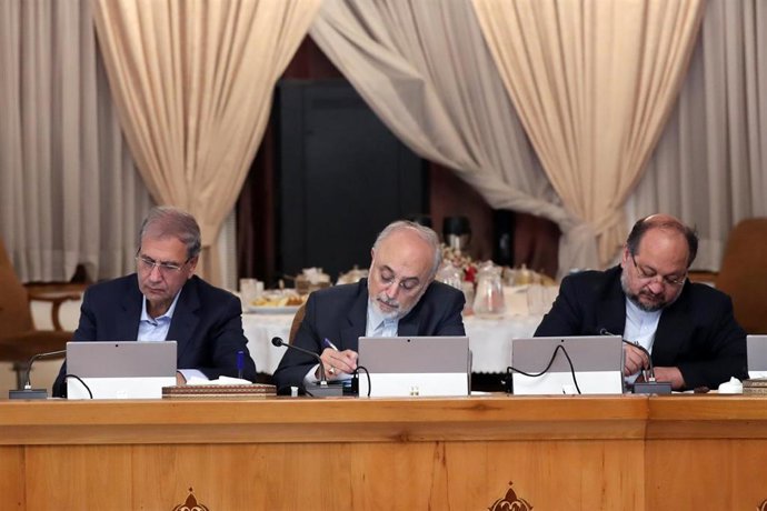 Alí Akbar Salehi, jefe de la Agencia de la Energía Atomática de Irán, en una reunión