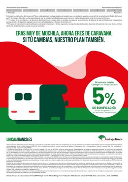 Unicaja Banco lanza una nueva campaña de planes de pensiones con bonificaciones de hasta el 5%