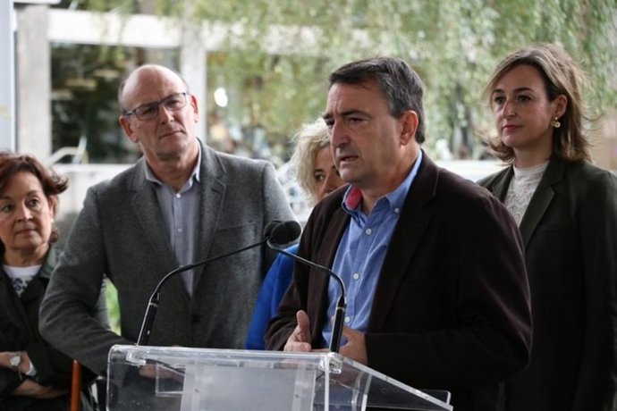 Aitor Esteban (PNV) en un mitin en Arrasate (Gipuzkoa)