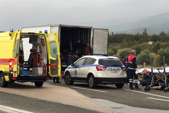 La Policía de Grecia encuentra 41 migrantes en un camión frigorífico cerca de Xánthi
