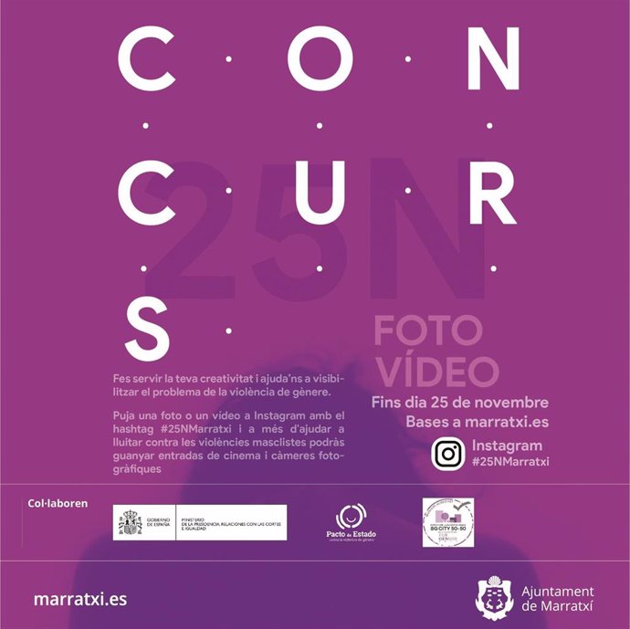 Cartel del concurso de foto y vídeo del Ayuntamiento de Marratxí con motivo del 25N.