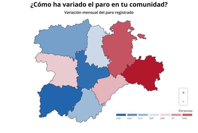 Gráfico de elaboración propia sobre la evolución del paro registrado en octubre en Castilla y León