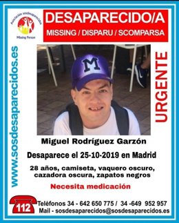 Cartel del joven desaparecido