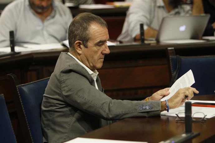 El conseller de Transición Energética y Sectores Productivos, Juan Pedro Yllanes,  en el Parlament.