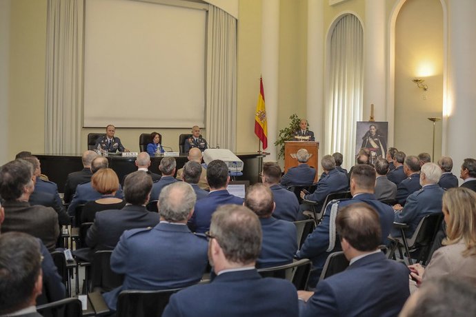 La ministra de Defensa, Margarita Robles, durante la inauguración de la cátedra Alfredo Kindelán en el Cuartel General del Aire