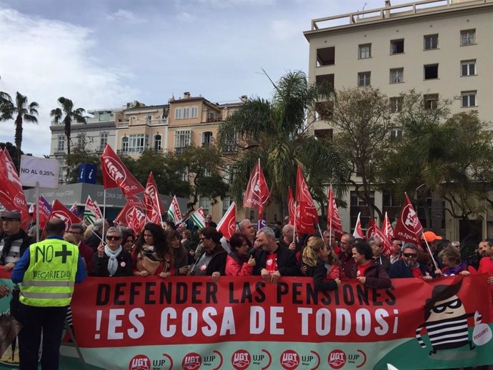 Imagen de archivo de una manifestación de pensionistas en Málaga. 