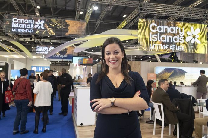 La consejera de Turismo del Gobierno de Canarias, Yaiza Castilla, en la World Travel Market