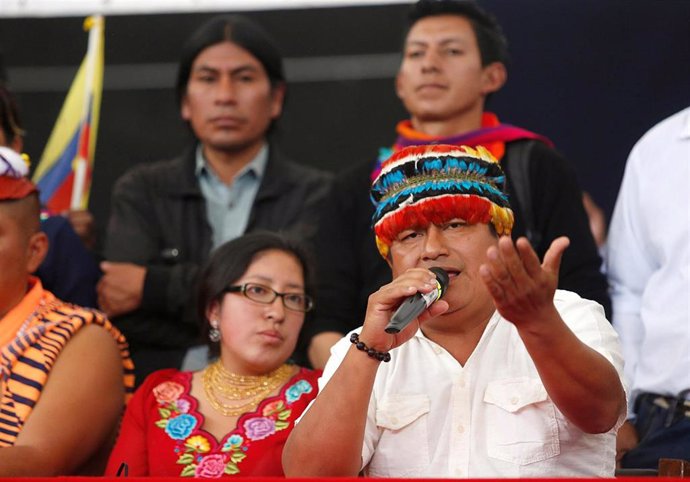 El presidente de la Confederación de Nacionalidades Indígenas de Ecuador (CONAIE), Jaime Vargas.