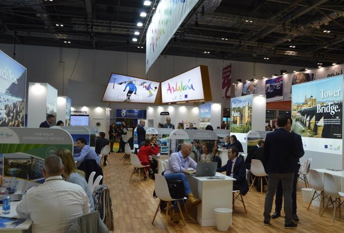 Reuniones en el pabellón de Andalucía en la World Travel Market (WTM) de Londres