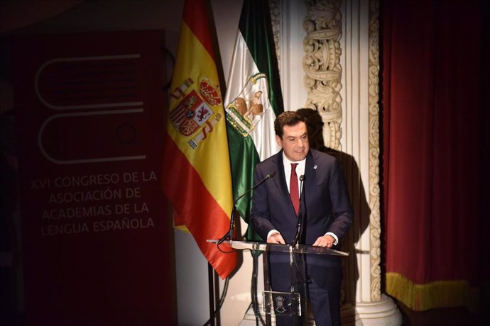Juanma Moreno, durante su intervención en el Congreso de Asale