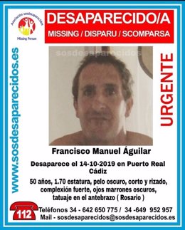 Cartel alertando de la desaparición de Francisco Manuel Aguilar